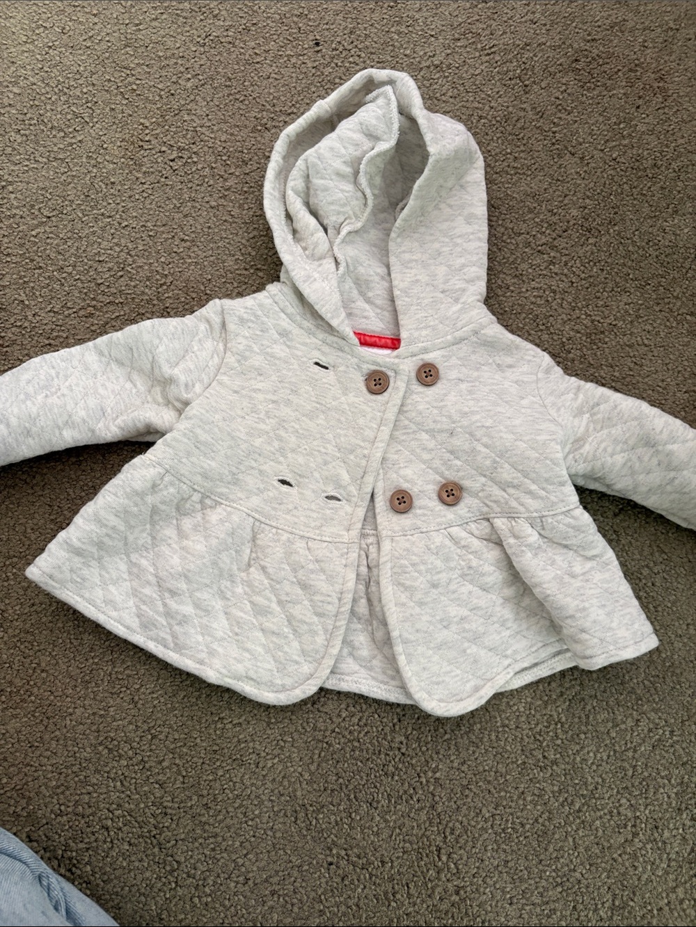 Carter's Light Gray Quilted Hooded Peacoat